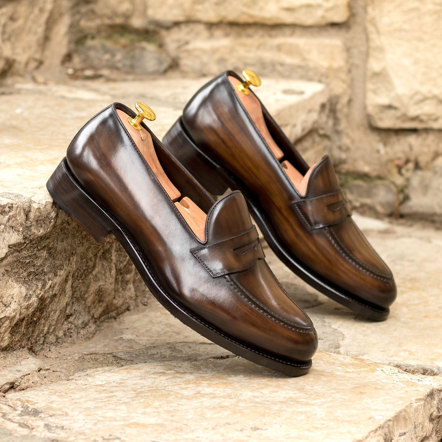 Handcrafted Penny Loafer: Brown Patina