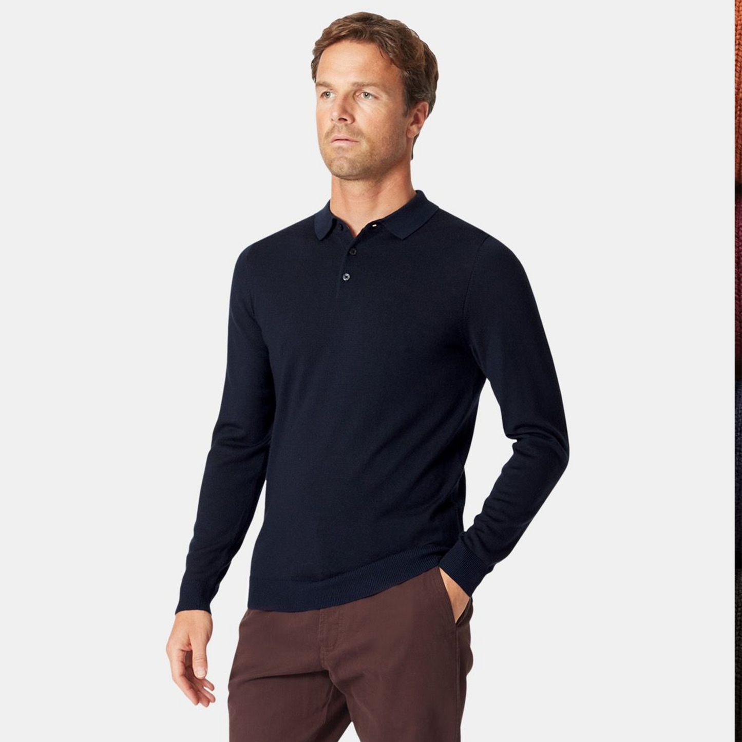 Merino Wool Long Sleeved Polo