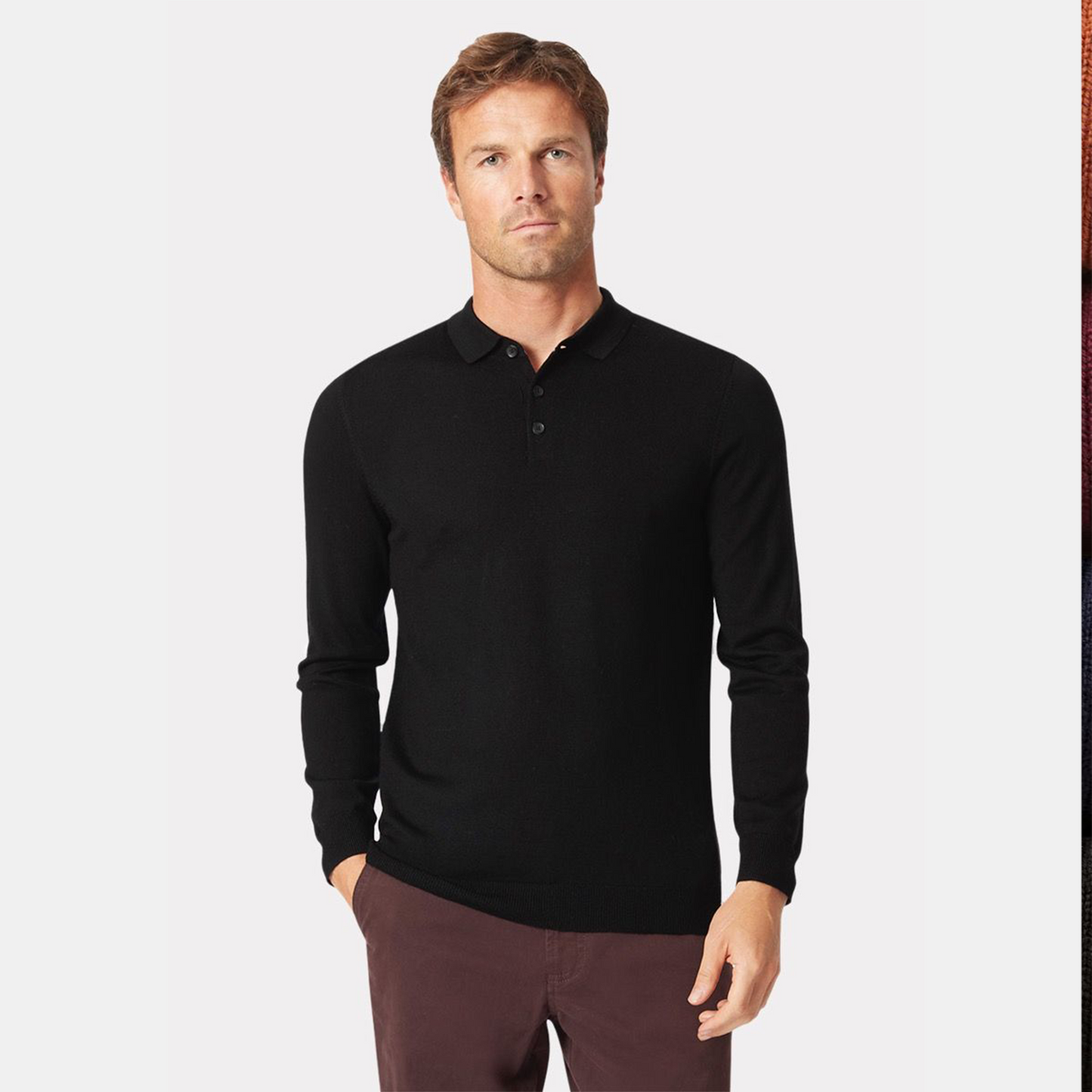 Merino Wool Long Sleeved Polo