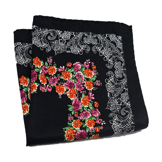 Tasker & Shaw | Luxury Menswear | Black Edged Pure Silk Pocket Square