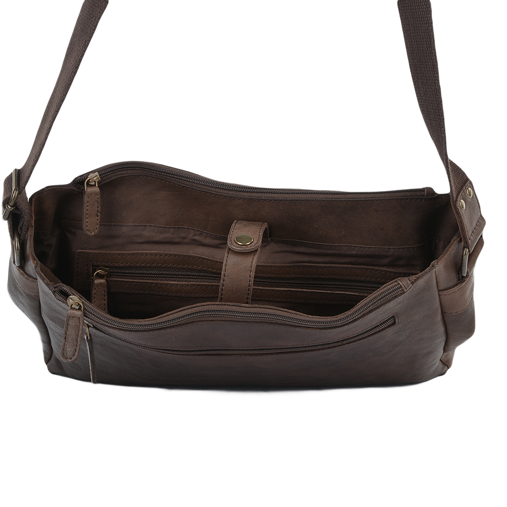 Tasker & Shaw | Luxury Menswear | Pedro Five Pocket Carry All Leather Messenger Bag